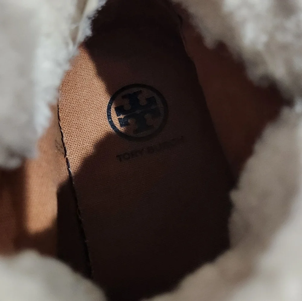Tory Burch Brown Suede Shearling Trim High-Top Sneakers - Picture 8 of 9